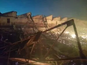 What remains of the once powerful citrus company in the southern hemisphere following a mysterious fire on Sunday morning.