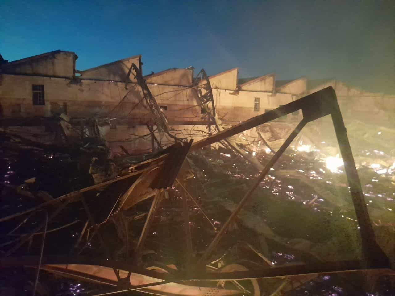 What remains of the once powerful citrus company in the southern hemisphere following a mysterious fire on Sunday morning.