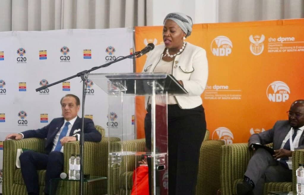 Minister Maropene Ramokgopa delivers the keynote address at the National Evaluation Seminar held from 19 to 20 November 2025