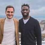 Roger Federer with Siya Kolisi