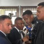 Bellarmine Mugabe and co-accused Tobias Mugabe Matonhdze made a brief appearance in the Alexandra Magistrate’s Court on Monday.