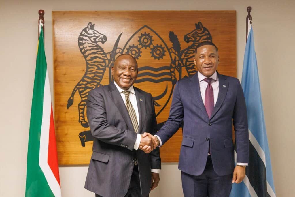 Cyril Ramaphosa with Duma Boko