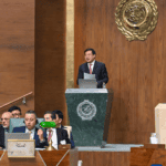President of Xinhua News Agency Fu Hua speaks at the opening ceremony of the Global South Media and Think Tank Forum Chinese-Arab Partnership Conference