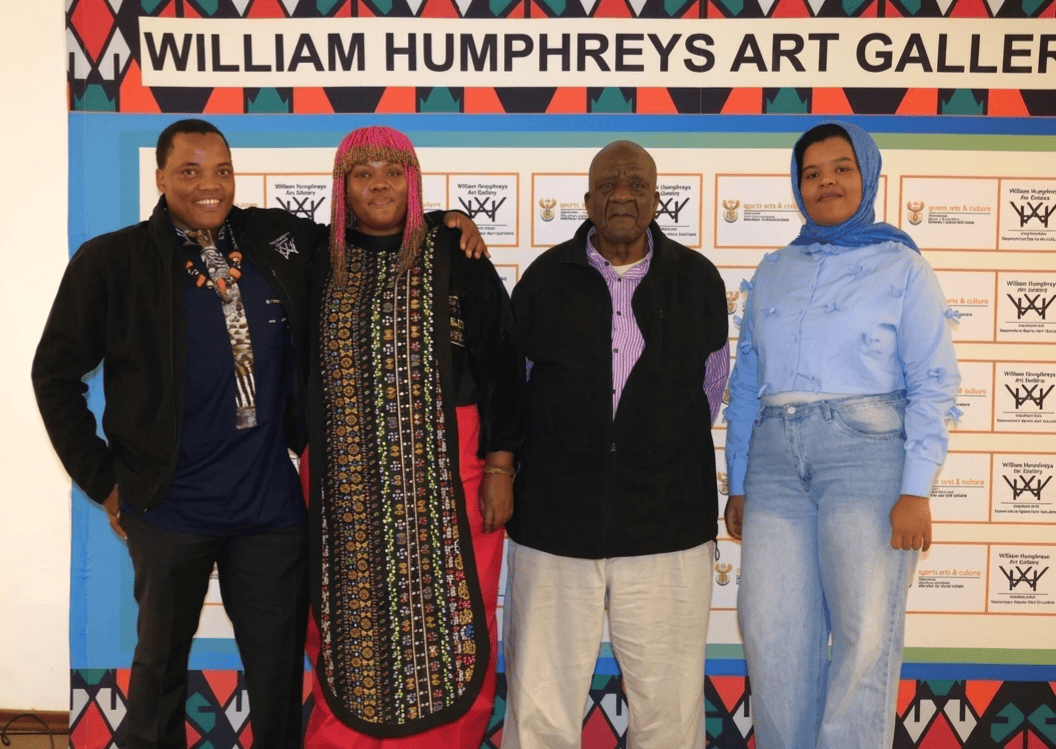 Elias Ditaba Sewape (second from right) at the launch of his first museum solo exhibition, Ditaba – 80 Albert Street, at the William Humphreys Art Gallery in Kimberley, South Africa, on 28 May 2026.