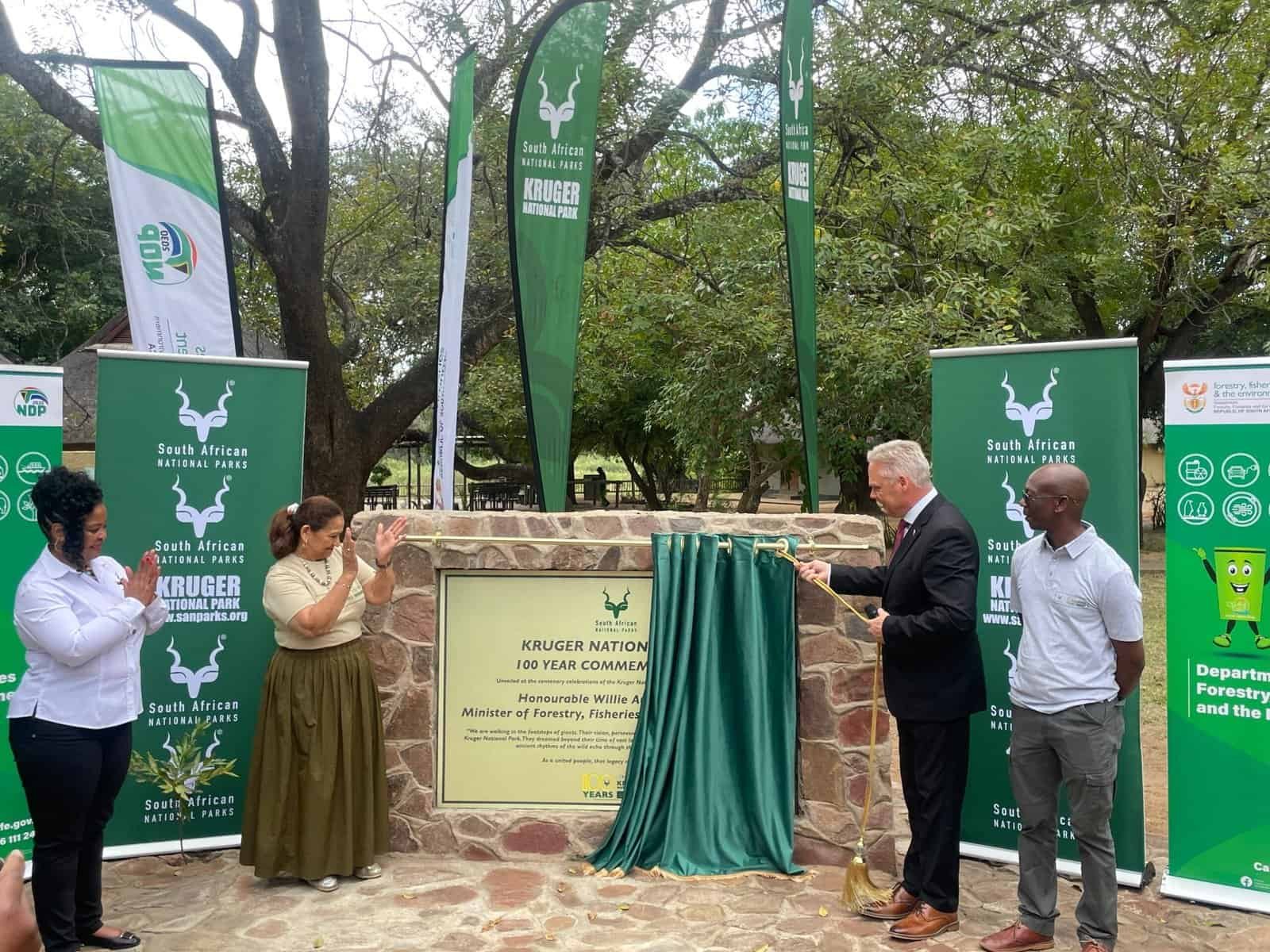 Minister Willie Aucamp Unveils the Kruger National Park Centenary Plaque