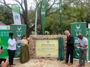 Minister Willie Aucamp Unveils the Kruger National Park Centenary Plaque