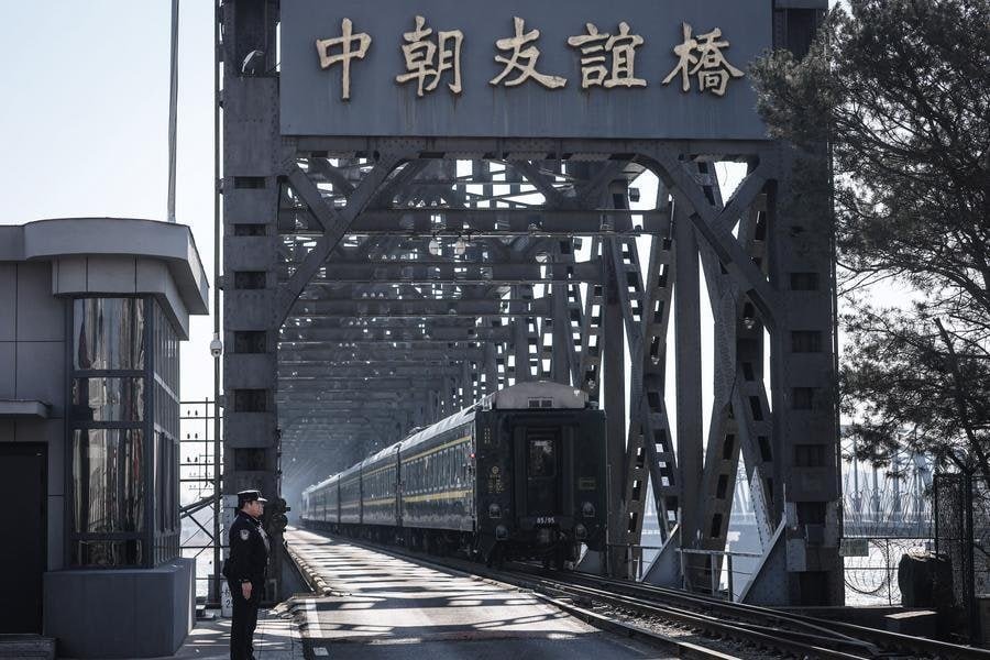 The train No. 95 from Dandong of China to Pyongyang of the Democratic People's Republic of Korea (DPRK)