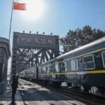 The train No. 95 from Dandong of China to Pyongyang of the Democratic People's Republic of Korea (DPRK)