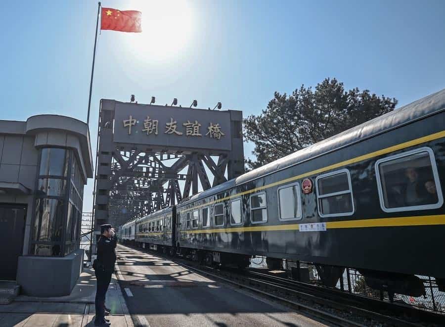 The train No. 95 from Dandong of China to Pyongyang of the Democratic People's Republic of Korea (DPRK)