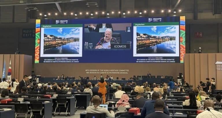 This photo taken on July 25, 2026 shows a scene during the 48th session of the World Heritage Committee in Busan, South Korea. (Xinhua/Yao Qilin)