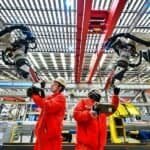 Workers operate robots at an offshore oil and gas platform at the Binhai New Area, in north China's Tianjin on Jan. 29, 2026. (Photo by Du Penghui/Xinhua)