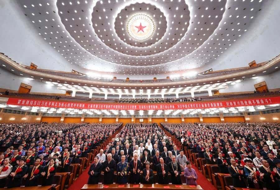 A gathering in celebration of the 105th founding anniversary of the Communist Party of China (CPC) is held at the Great Hall of the People in Beijing, capital of China, July 1, 2026. (Xinhua/Huang Jingwen)