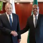 Russian Foreign Minister Sergey Lavrov and the Chairperson of the African Union Commission, Mahmoud Ali Youssouf