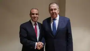 Egyptian Foreign Minister Badr Abdelatty and Russian Foreign Minister Sergey Lavrov