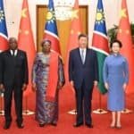 Chinese President Xi Jinping and his wife Peng Liyuan pose for a group photo with Namibian President Netumbo Nandi-Ndaitwah and her spouse Epaphras Denga Ndaitwah prior to the talks between Xi and Netumbo Nandi-Ndaitwah in Beijing, capital of China, July 10, 2026. Xi held talks with Netumbo Nandi-Ndaitwah, who is on a state visit to China, at the Great Hall of the People in Beijing on Friday. (Xinhua/Li Xiang)