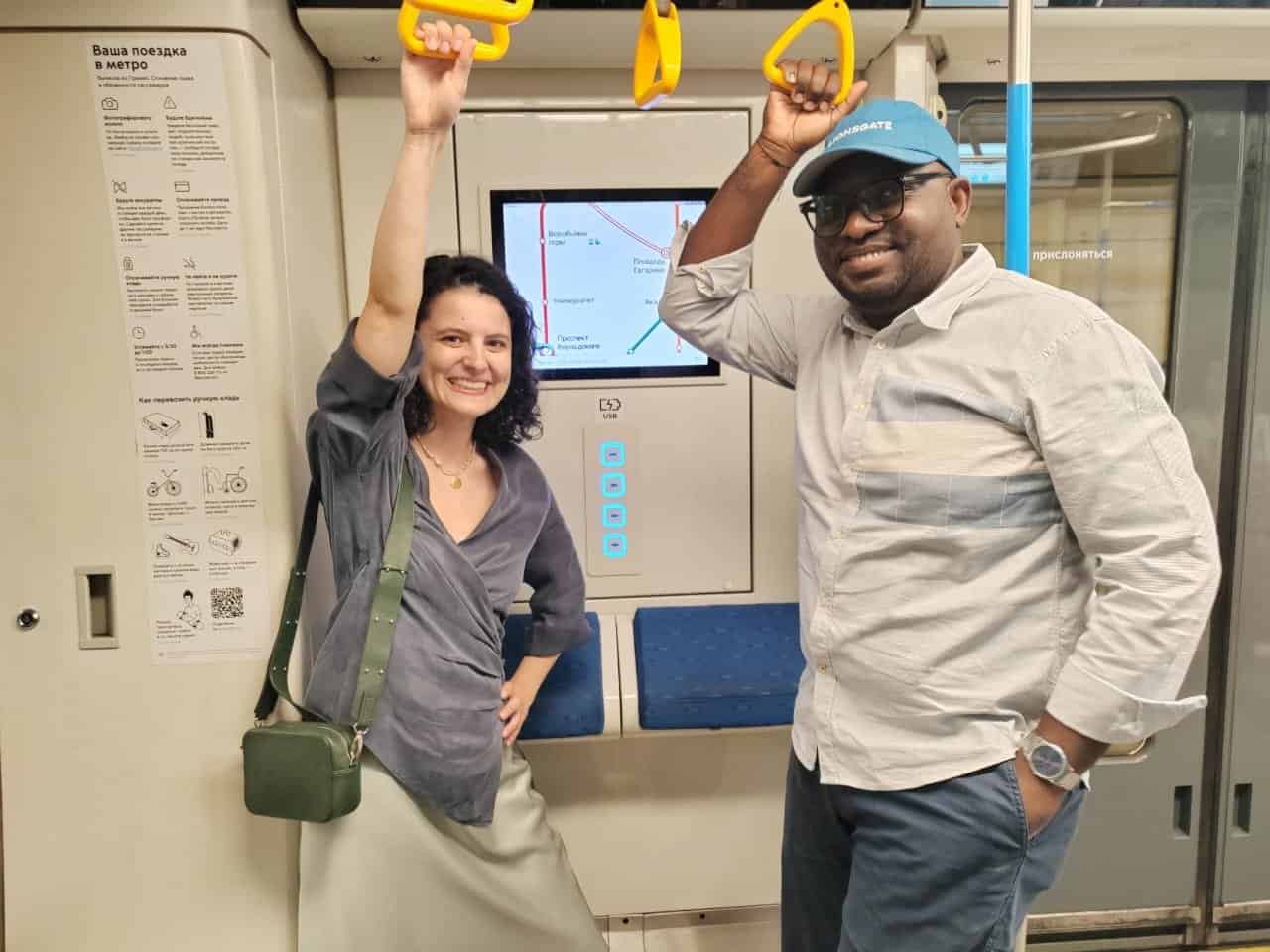Kalumbu Lumpa experiencing the Moscow Metro in Russia