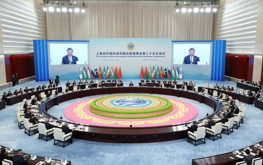 Chinese President Xi Jinping chairs the 25th Meeting of the Council of Heads of State of the Shanghai Cooperation Organization (SCO) in Tianjin, north China, Sept. 1, 2025. (Xinhua/Ding Haitao)