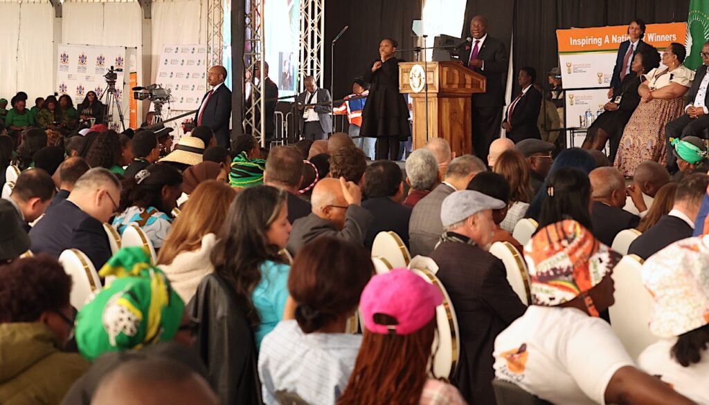 South African President Cyril Ramaphosa delivers the annual Women's Month commemoration speech at the Union Buildings.