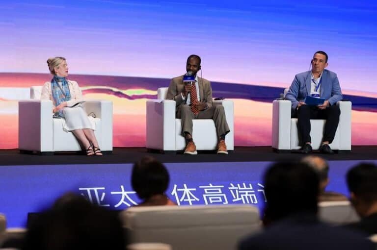 Guests attend the Asia-Pacific Media Forum Dongguan sub-forum in Dongguan, south China's Guangdong Province, Sept. 3, 2026. (Xinhua/Mao Siqian)