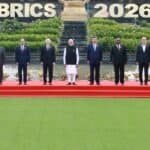 Leaders of the BRICS countries pose for a group photo during the Session I of the 18th BRICS Summit in New Delhi, India, Sept. 12, 2026. (Xinhua/Wang Ye)