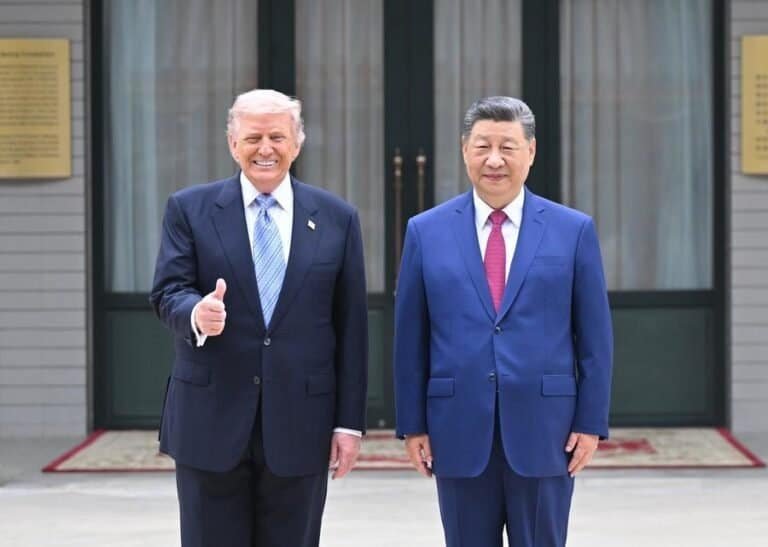 Chinese President Xi Jinping and U.S. President Donald Trump have a private meeting at Zhongnanhai in Beijing, capital of China, May 15, 2026. (Xinhua/Yan Yan)