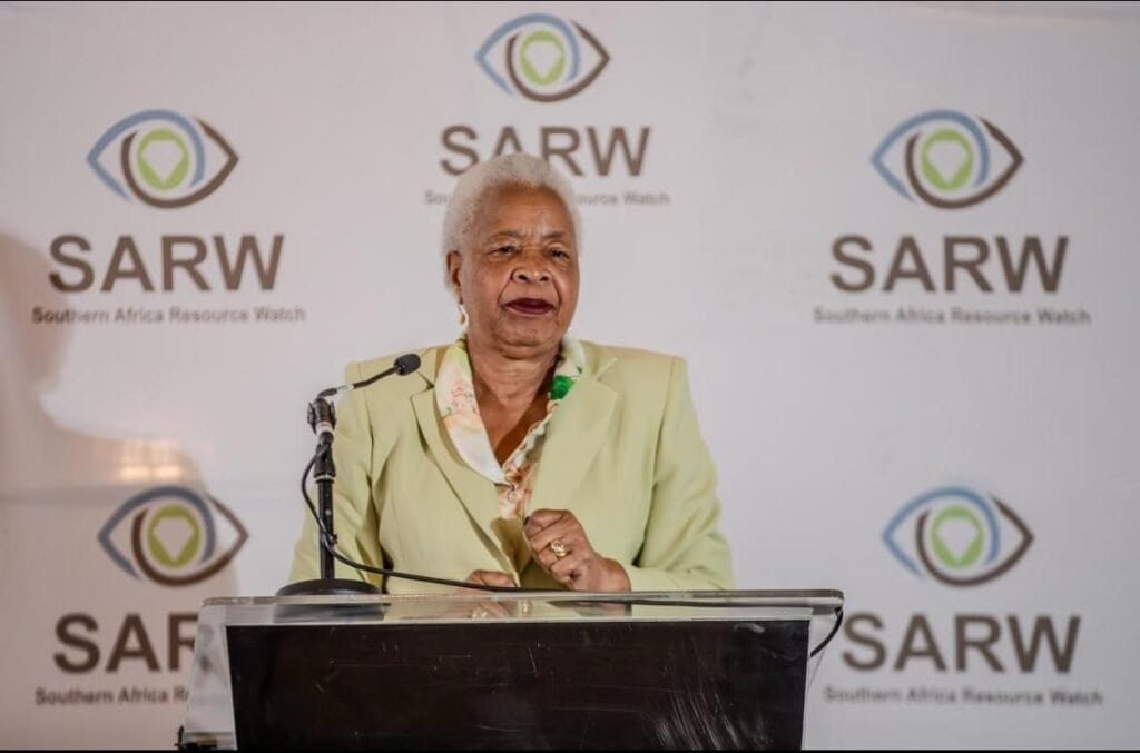 Graça Machel, the founder of the Graça Machel Trust and widow of former South African president Nelson Mandela at the launch of the Southern Africa Resource Watch (SARW) report