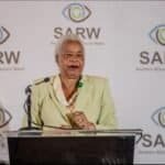 Graça Machel, the founder of the Graça Machel Trust and widow of former South African president Nelson Mandela at the launch of the Southern Africa Resource Watch (SARW) report