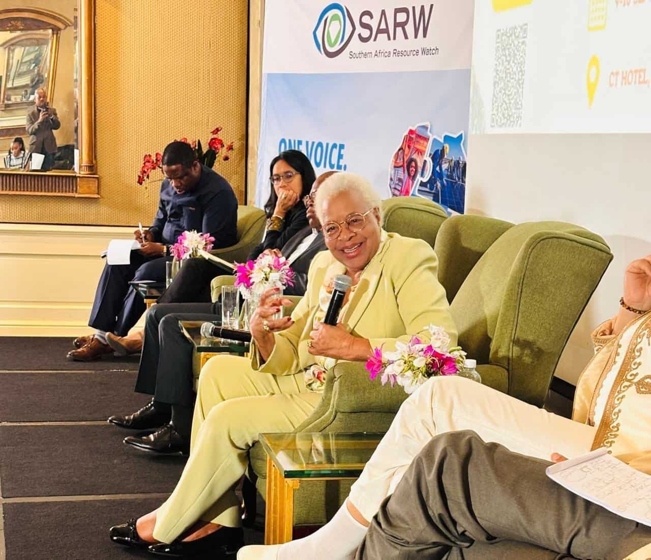Graça Machel, the founder of the Graça Machel Trust and widow of former South African president Nelson Mandela at the launch of the Southern Africa Resource Watch (SARW) report