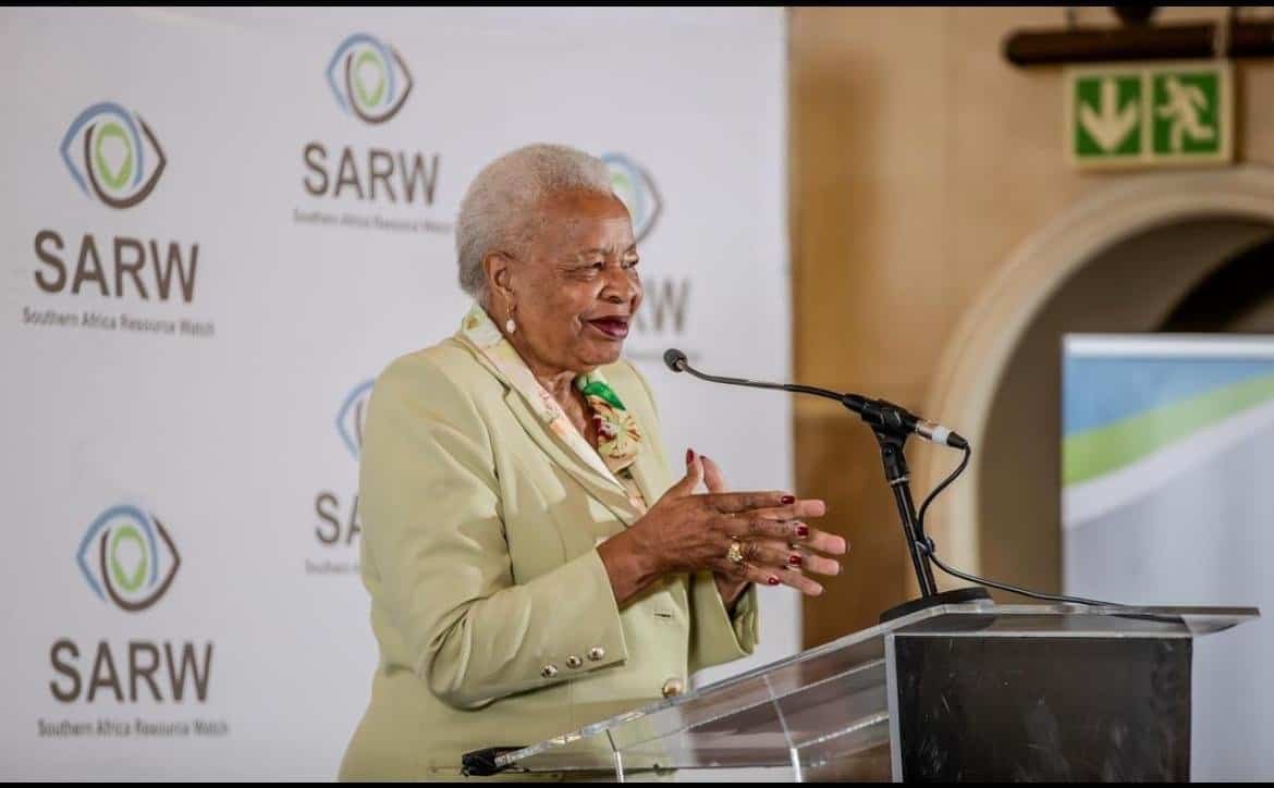 Graça Machel, the founder of the Graça Machel Trust and widow of former South African president Nelson Mandela at the launch of the Southern Africa Resource Watch (SARW) report