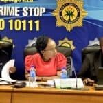 Minister of Women, Youth and Persons with Disabilities Sindisiwe Lydia Chikunga with Gauteng Premier Panyaza Lesufi and Acting SAPS National Commissioner Lt General Puleng Dimpane on Tuesday night. Police announced on Tuesday night that an eighth woman had been found dead, taking the number of women whose deaths are being investigated to eight. Photo: SAPS