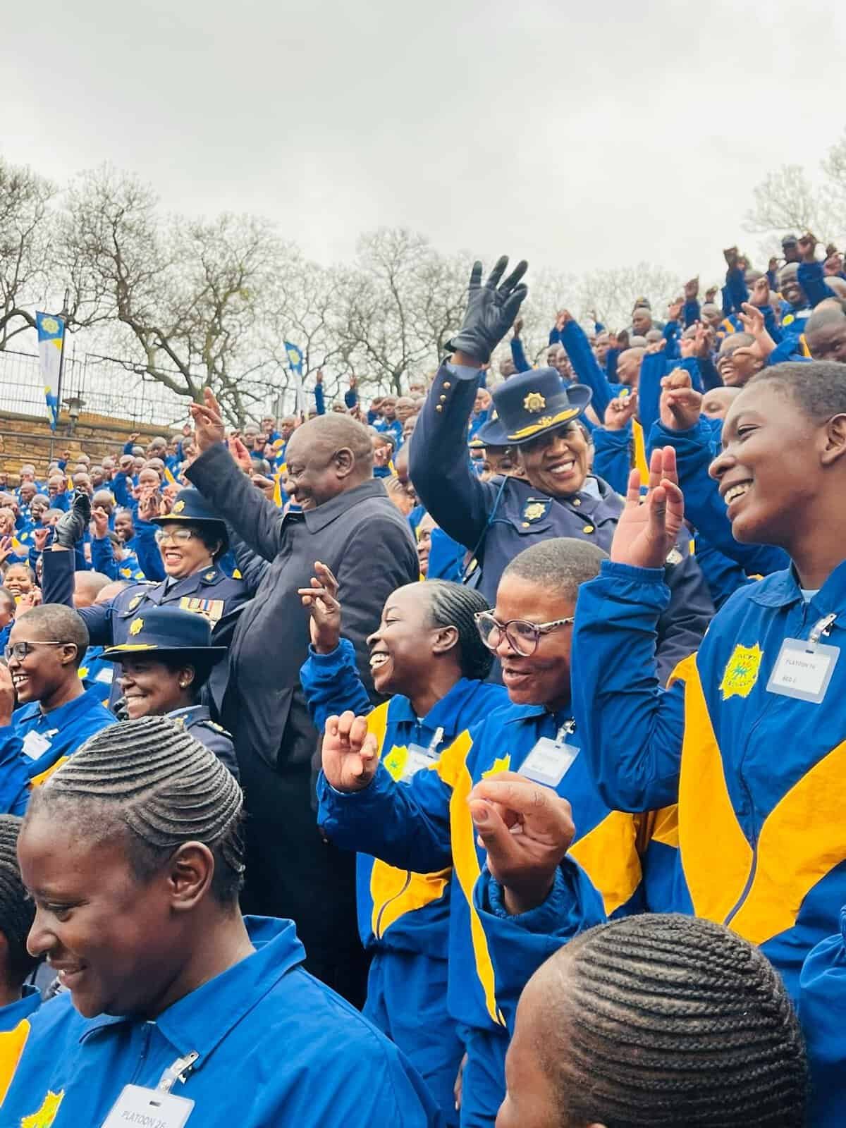President Cyril Ramaphosa addresses the SAPS Tshwane Academy Trainees who attended the Commemoration Day at the Union Buildings in Pretoria
