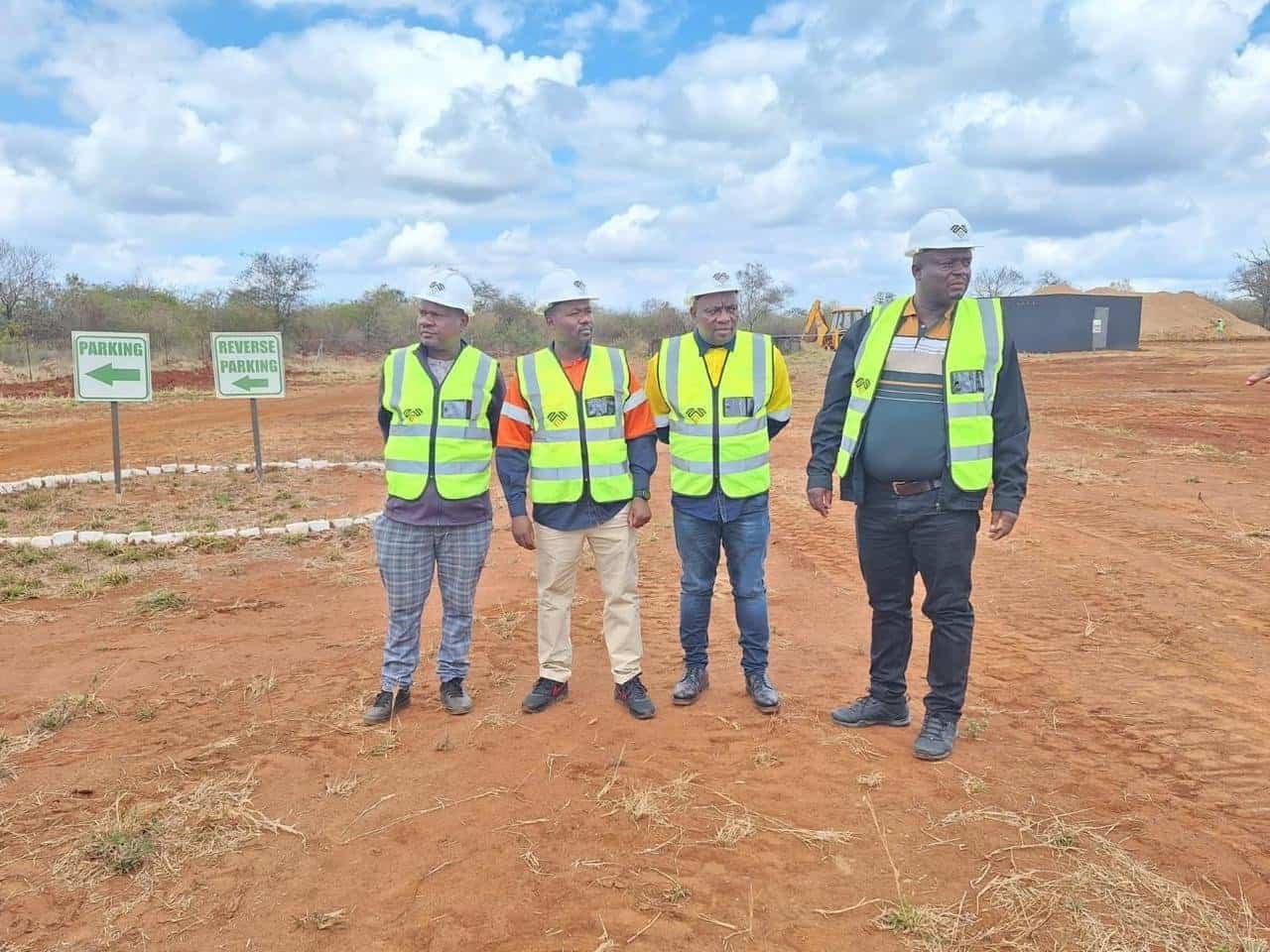 Limpopo MEC for Economic Development, Environment and LEDET Tshitereke Matibe, Vhembe District Municipality Executive Mayor Miyelani Chauke and Hosi Mtititi, Samuel Chauke at the Mtititi Gold Mine in Malamulele, Limpopo.