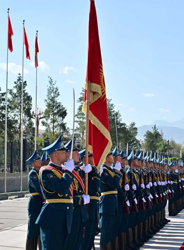 Chinese President Xi Jinping attends a welcome ceremony held by Kyrgyz President Sadyr Japarov in Bishkek, Kyrgyzstan, Aug. 31, 2026. (Xinhua/Zhai Jianlan)