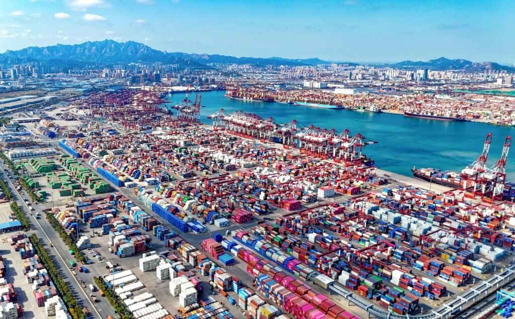 An aerial drone photo taken on Nov. 5, 2025 shows a sub-area of China (Shandong) Pilot Free Trade Zone in Qingdao, east China's Shandong Province. (Xinhua/Zhang Jingang)