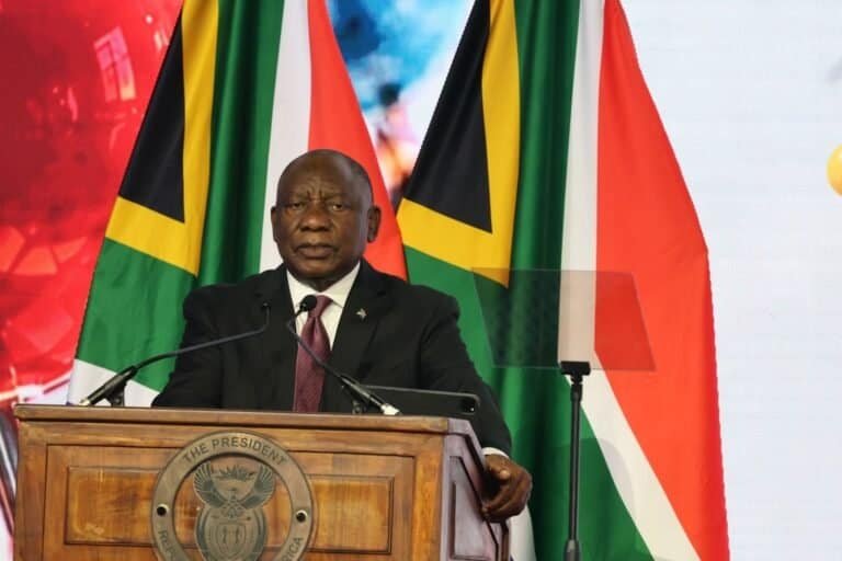 President Cyril Ramaphosa challenged South African employers to give the youth employment at the SA Youth National Leadership Convening at the Galleria Conference Centre in Sandton on Thursday. Photo: DEL