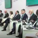 Russian Minister of Economic Development Maksim Reshetnikov at the session "The BRICS Platform as a Catalyst for Russian-African Business Cooperation" at the Russia–Africa Economic and Humanitarian Forum in Moscow.