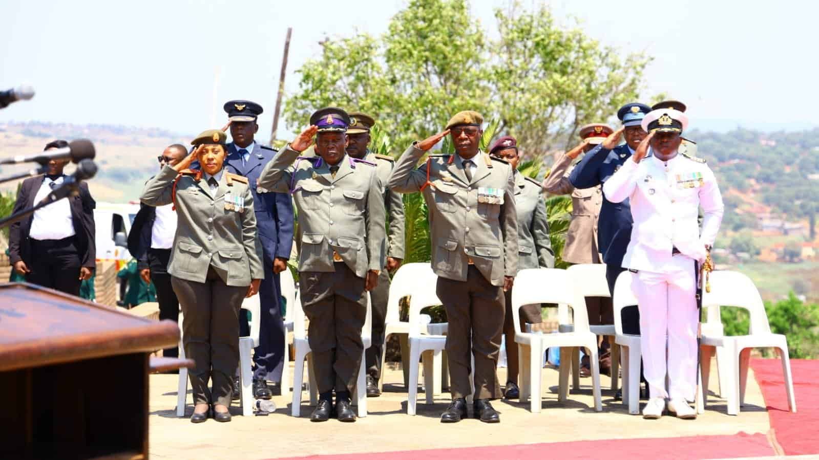 Soldiers pay tribute to the late former Mozambican President Samora Machel and the 34 others who lost their lives in the 1986 plane crash at the Samora Machel Monument in Mbuzini, Mpumalanga. Photo: GCIS