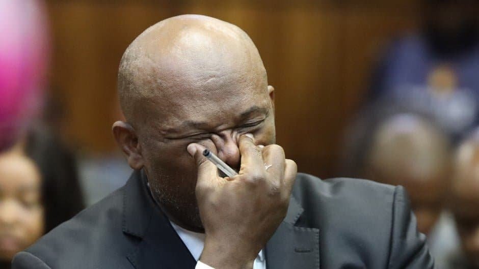 A visibly upset Suspended Deputy National Police Commissioner Lieutenant-General Shadrack Sibiya sat at the dock during his formal bail application. Photo: Supplied