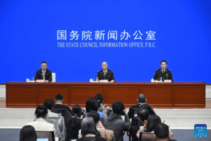 The State Council Information Office (SCIO) holds a press conference on China's import and export of the first three quarters of 2026 in Beijing, capital of China, Oct. 14, 2026. (Xinhua/Jin Liangkuai)